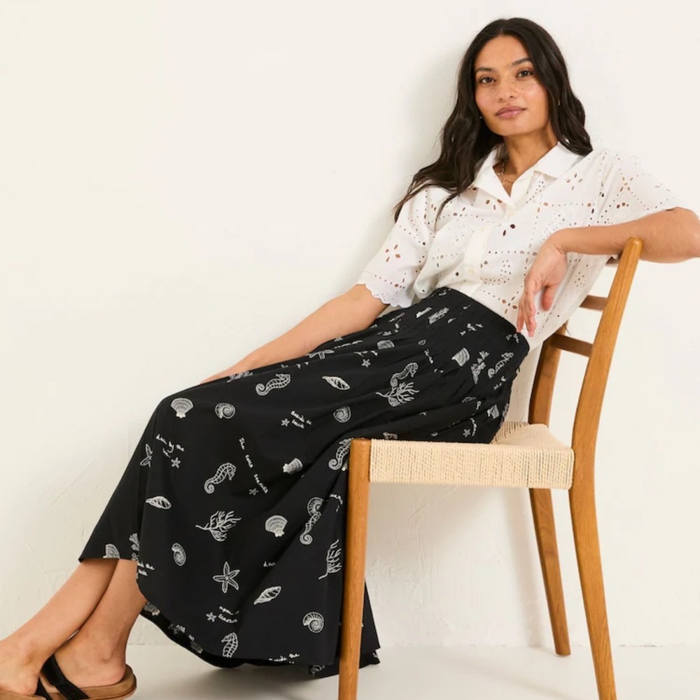 Yoshi Kondo Black Patterned Maxi Skirt